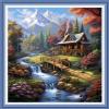 DMCVIVR Stamped Cross Stitch Kits for Adults Beginners Embroidery Kits 11CT Needlepoint Kits Cross Stitch Patterns Embroidery Patterns&Creek Scenery 18x18 inch view 1