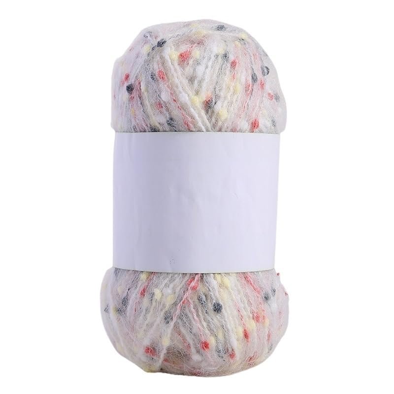 100G/Roll Dot Mohair Yarn Colorful Thick Soft Plush Color Dots Wool Thread for DIY Hand Knitting Sweater Scarf Hat Crocheted Line (Color : 50 Dark Gray Section red)