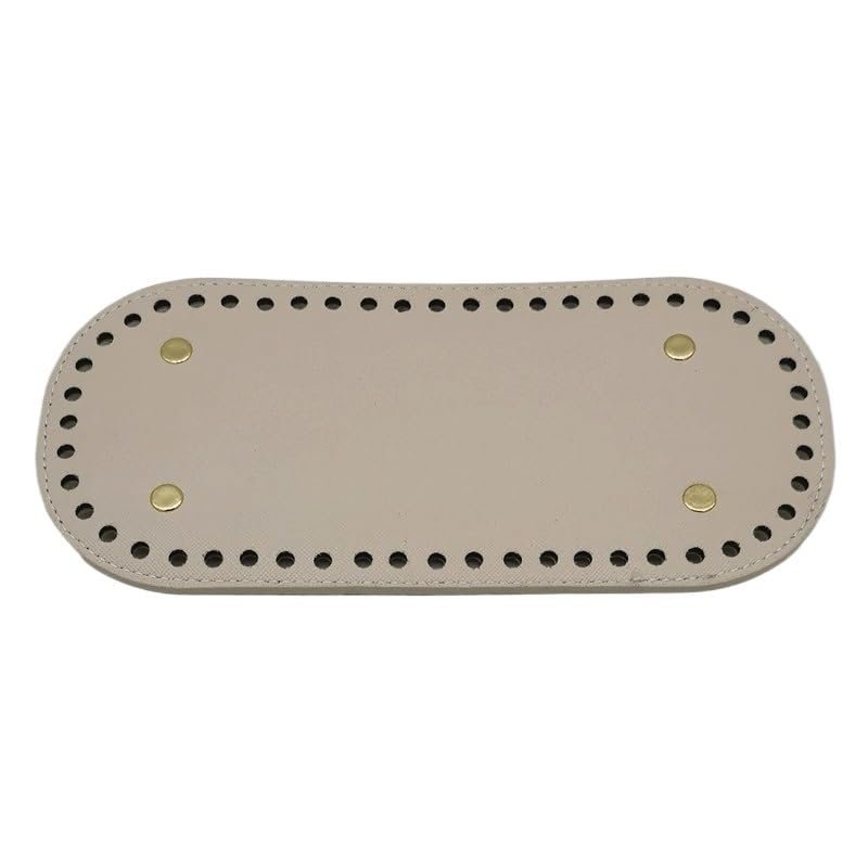 Leather PU Bag Base Plate Accessories Crochet DIY Wool Knitting Tool Material Bag(Circle diameter: 15cm.Rectangle: 22 * 10cm) (Color : Off white Long)