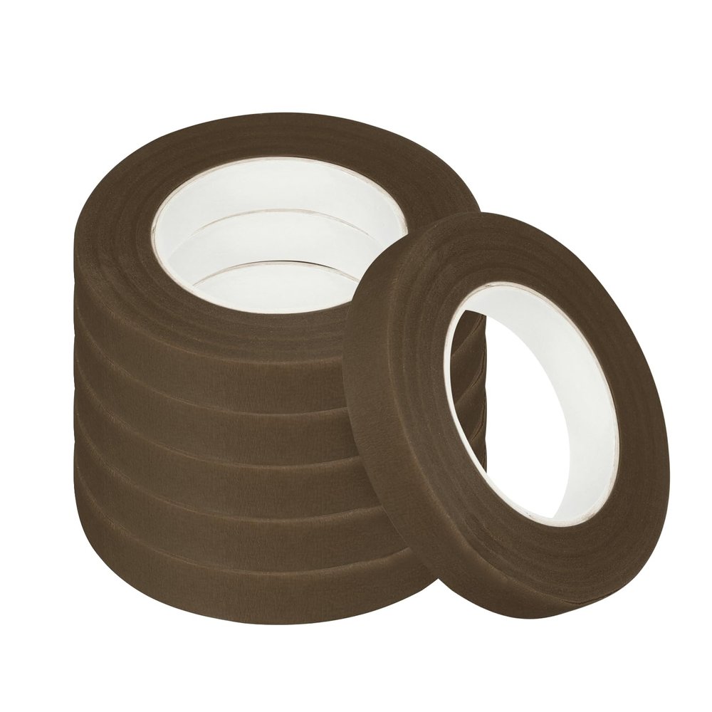 MECCANIXITY Floral Stem Wrap Tape Floral Tape 30yard Length 1/2 Inch Width for Bouquet Crafts Wedding Arrangement Pack of 6, Brown