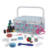 Sewing Basket, Classic Fabric Design Sewing Kit Accessories Large Sewing Box Sewing Supplies Organizer and Storage Portable Sewing Kit Embroidery Boxn 11.4 x 7.5X 5.1in (Middle/Green) view 1