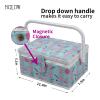 Sewing Basket, Classic Fabric Design Sewing Kit Accessories Large Sewing Box Sewing Supplies Organizer and Storage Portable Sewing Kit Embroidery Boxn 11.4 x 7.5X 5.1in (Middle/Green) view 3