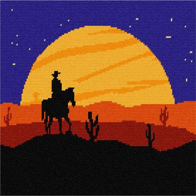 Pepita Needlepoint kit: Western Nighttime 2, 12" x 10"