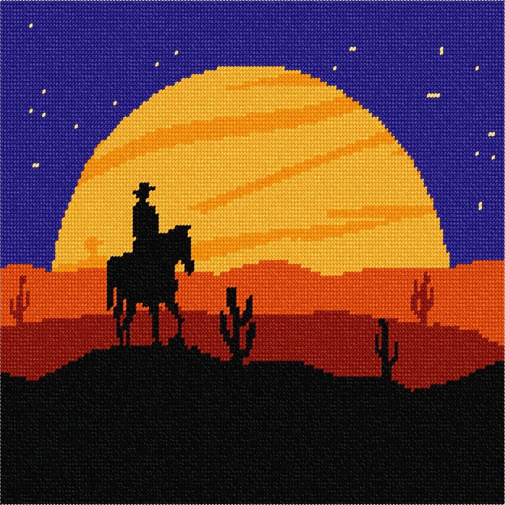 Pepita Needlepoint kit: Western Nighttime 2, 12" x 10"