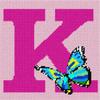 Pepita Needlepoint kit: Letter K Butterfly, 7" x 7" view 1