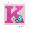 Pepita Needlepoint kit: Letter K Butterfly, 7" x 7" view 2
