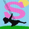 Pepita Needlepoint kit: Letter S Swing, 7" x 10" view 1