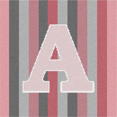 Pepita Needlepoint Canvas: Letter A Rose Stripes 2, 10" x 10"