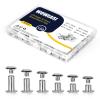120sets Chicago Screws Kit, 6 Sizes Screw Rivets Silver Chicago Binding Screws for DIY Repair Leather Craft Belt Bag Shoes Purse Bookbinding (M5*4,5,6,8,10,12) (Silver) view 1