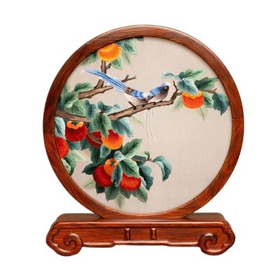 OqcEha Double-Sided Embroidery Table,Embroidery Screen, Handmade Double-Sided Embroidery Desktop Table Suzhou Embroidery Beauty Chinese Small Table Screen Embroidery