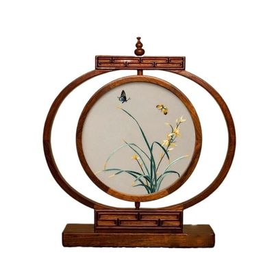 OqcEha Double-Sided Embroidery Table,Embroidery Screen, Ornaments Handmade Double-Sided Embroidery Tabletop Ornaments Suzhou Embroidery Beauty Chinese Small Table, 32*35cm