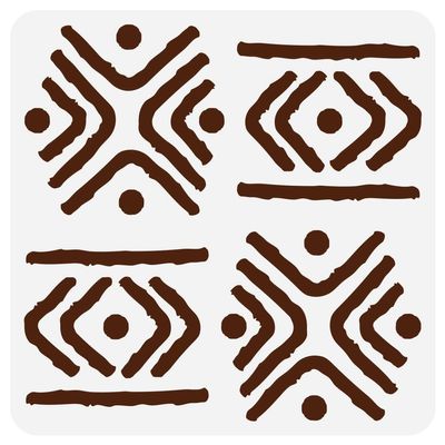 FINGERINSPIRE Kuba Repeat Pattern Tribal Painting Stencil 11.8x11.8 PET Reusable Tribal Themes Spraying Stencil for Wood Floor Wall