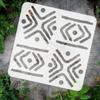 FINGERINSPIRE Kuba Repeat Pattern Tribal Painting Stencil 11.8x11.8 PET Reusable Tribal Themes Spraying Stencil for Wood Floor Wall view 3