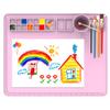 IYYI Silicone Painting Mat, Paint Mat with Cup and Palette, 20"X16" Siliocne Pad for Crafts, Resin, Clay, Kids Art Pad with Raised Edge (Pink) view 1