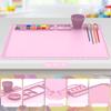 IYYI Silicone Painting Mat, Paint Mat with Cup and Palette, 20"X16" Siliocne Pad for Crafts, Resin, Clay, Kids Art Pad with Raised Edge (Pink) view 3