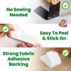 (2x4 Inch, 20 Sets) Strips with Adhesive for Fabric, No Sew Stick On for Fabric, Sticky Back for Clothes, Curtains - Heavy Duty Double Sided Hook and Loop Hem Tape Fasteners, No Sewing No Iron, White view 3