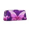 Dwrepo butterfly Pencil Bag Portable Leather Pencil Case Travel Makeup Bag Large Capacity Toiletry Bag for Women view 2
