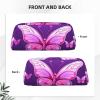 Dwrepo butterfly Pencil Bag Portable Leather Pencil Case Travel Makeup Bag Large Capacity Toiletry Bag for Women view 3