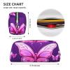 Dwrepo butterfly Pencil Bag Portable Leather Pencil Case Travel Makeup Bag Large Capacity Toiletry Bag for Women view 4