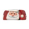 Dwrepo Santa Claus Pencil Bag Portable Leather Pencil Case Travel Makeup Bag Large Capacity Toiletry Bag for Women view 1
