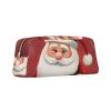 Dwrepo Santa Claus Pencil Bag Portable Leather Pencil Case Travel Makeup Bag Large Capacity Toiletry Bag for Women view 2