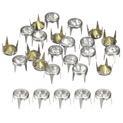 uxcell 120Pcs Rhinestone Stud Refills, 7mm/0.28" Rhinestone Claw Beads Nailhead, Rivets Metal Spikes Rivet Decorative for DIY Leather Craft Making Purse Clothing Shoes Belt, Silver White