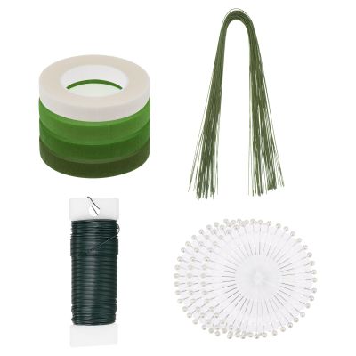 HARFINGTON Floral Arrangement Kit, 4 Rolls 30 Yards Floral Tape and Wire Cutter Pearl Corsage Pin with Floral Stem Wire and 22 Gauge Green Floral Wire for Floral Arranging Bouquet Wrap