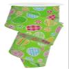 Patterned Easter Eggs & Daisies Wired Edge Ribbon - 2.5" x 10 Yards (Green) view 1