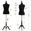 Bonnlo Female Dress Form Pinnable Mannequin Body Torso with Wooden Tripod Base Stand (Black, 14-16) view 2