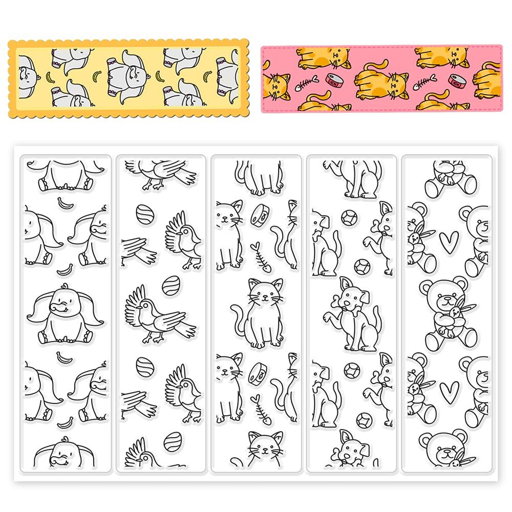 BEUNITONE Animal Bookmark Clear Stamps 6.3x4.3 Rectangular PVC Silicone Stamps for Card Making DIY Scrapbooking Photo Album Journal