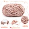 LEREATI Red Chenille Yarn 100 gr (87 yds) Soft Velvet Yarn Colorful Bag Blanket Yarn Fluffy Crochet Yarn for Crocheting, Knitting, DIY Crafts, Bag, Sock, Doll (1 Skein) view 3