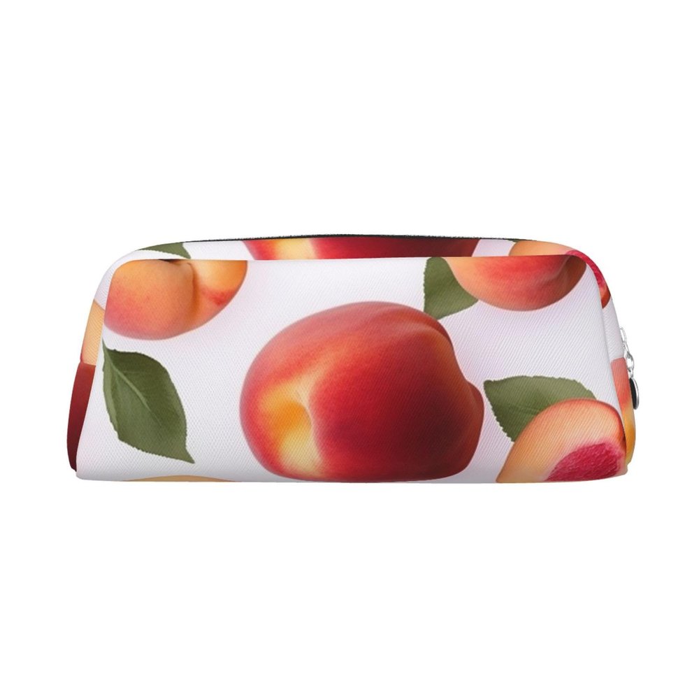 Dwrepo Peach Pencil Bag Portable Leather Pencil Case Travel Makeup Bag Large Capacity Toiletry Bag for Women