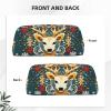 Dwrepo Xmas Gift Deer Pencil Bag Portable Leather Pencil Case Travel Makeup Bag Large Capacity Toiletry Bag for Women view 3
