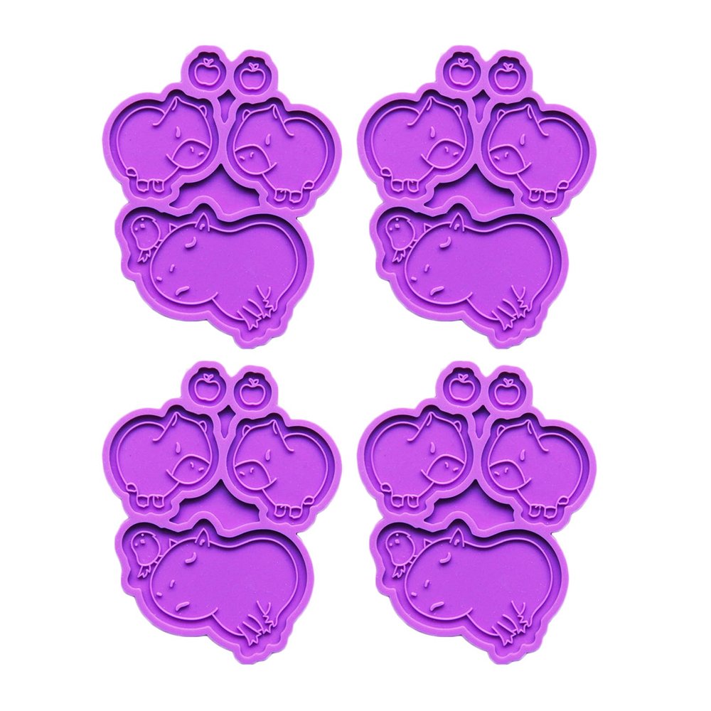 atcdfuw 4Pcs Easy to Clean Silicone Mold Capybara Shaped Pendant Versatile Jewelry Accessory Casting for DIY Lovers Multi Functional Silicone Mold