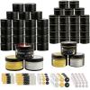 CONNOO 48 Pack Candle Tins - 24pcs 8oz + 24pcs 4oz Matte Black Jars with Lids for Making Candles, Bulk Empty Containers with Sticky Warning Labels for Candle Making, Storage, and Gift view 1