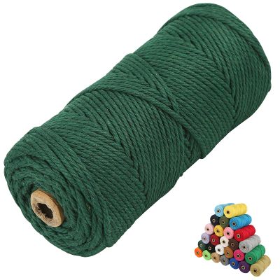 Macrame Cotton Cord, 4 Ply Twisted Macrame Yarn, Natural Cotton Cord Perfect Macrame Supplies for Macrame Plant Hangers DIY Crafts (Dark Green, 2mm*219Yards)