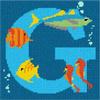Pepita Needlepoint Canvas: Letter G Under The Sea, 7" x 7" view 1