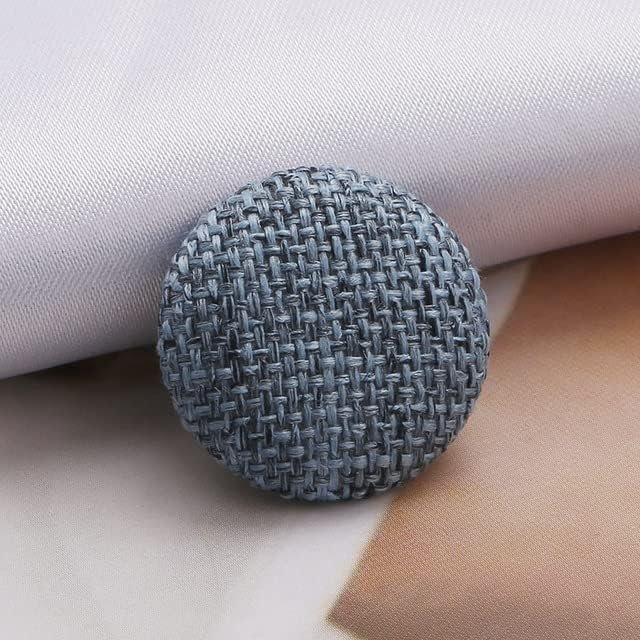 BISISO Buttons 30pcs 20/25/30mm Metal Fabric Linen Covered Button for Sofa Cushion Decor Round Shank Buttons DIY Suit On Sewing Accessories-Aqua||20MM