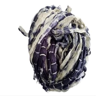 Knitsilk Recycled Shibori Sari Silk Ribbon Yarn-Plum|Best for Crochet, Knitting, and Embroidery,and Jewelry Making |Sustainable and Unique Texture Ribbon Yarn|50 GMS-30 Yards-Black(Pack of 3)