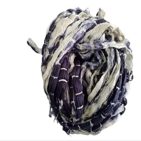 Knitsilk Recycled Shibori Sari Silk Ribbon Yarn-Plum|Best for Crochet, Knitting, and Embroidery,and Jewelry Making |Sustainable and Unique Texture Ribbon Yarn|50 GMS-30 Yards-Black(Pack of 3)
