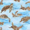 Turtles in The Ocean Blue 100% Cotton Fabric Designed by Lisa Marie Sparling Sold by The Yard Henry G view 1