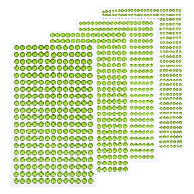 MECCANIXITY 1792 Pcs 4 Sheets Green Rhinestone Stickers 3/4/5/6 mm Self Adhesive Rhinestones Gems for DIY Decoration Craft Face Eye Nails Hair Make Up