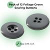 12 Pcs Foliage Green Sewing Buttons 0.75 Inch 30L, Glossy 4 Hole Round Plastic Buttons 19mm for Pants, Jackets, Bags, Sewing and Craft Projects view 2
