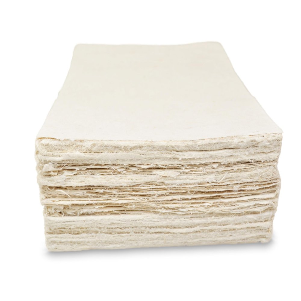 Kathmandu Valley Co. Deluxe 5x7 inch Handmade Lokta Card Stock Paper (Washi Method) with Deckle Edge. Tree-free, Artisan-made, Vintage Stationery for Printing Cards, Wedding Invitations (100 Sheets)