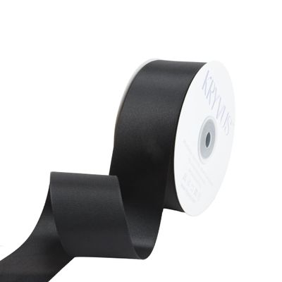 Kryvus Black Satin Ribbon, 1-1/2 inch X Continuous 50 Yards, Single Face Polyester Ribbon Perfect for Crafts, Gift Wrapping, Flower Bouquet, Wedding Decor, Bow Making, Sewing, Birthday Party Decor