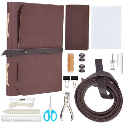 WEBEEDY 89Pcs Bookbinding Kit for Beginners DIY Leather Journal Bookbinding Set A5 Book Making Kit for Adults Complete Bookbinding Back to School Supplies with Thread,Sewing Needles,Paper & Other Tool