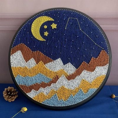 3D DIY Yarn Painting Pin String Nail String Art Kit Moon Luna Sea Mountian Winding Lines Drawing with Frame Room Deco (Color : 5 Size : 40x40cm) (2 40x40cm)