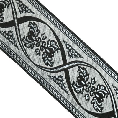 10.9 Yards Spool 2.75 inches Wide Black and Silver Royal Crown Jacquard Trim Vintage Ribbon Decorative Craft Ribbon Sewing Jacquard Ribbon Trim 70055