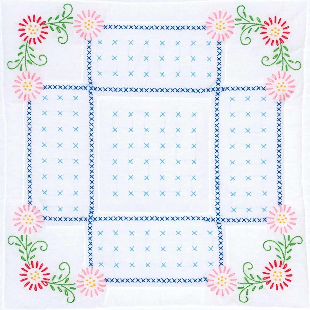 Jack Dempsey Needle Art Shades of Blue 18" Quilt Blocks