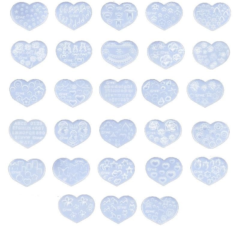 JAGTRADE Keychain 28Pcs Mini Size Nail Art Silicone Mold Leaves Flower Animals Template Acrylic Gel Tools Resin Mold Jewelry Making Tools